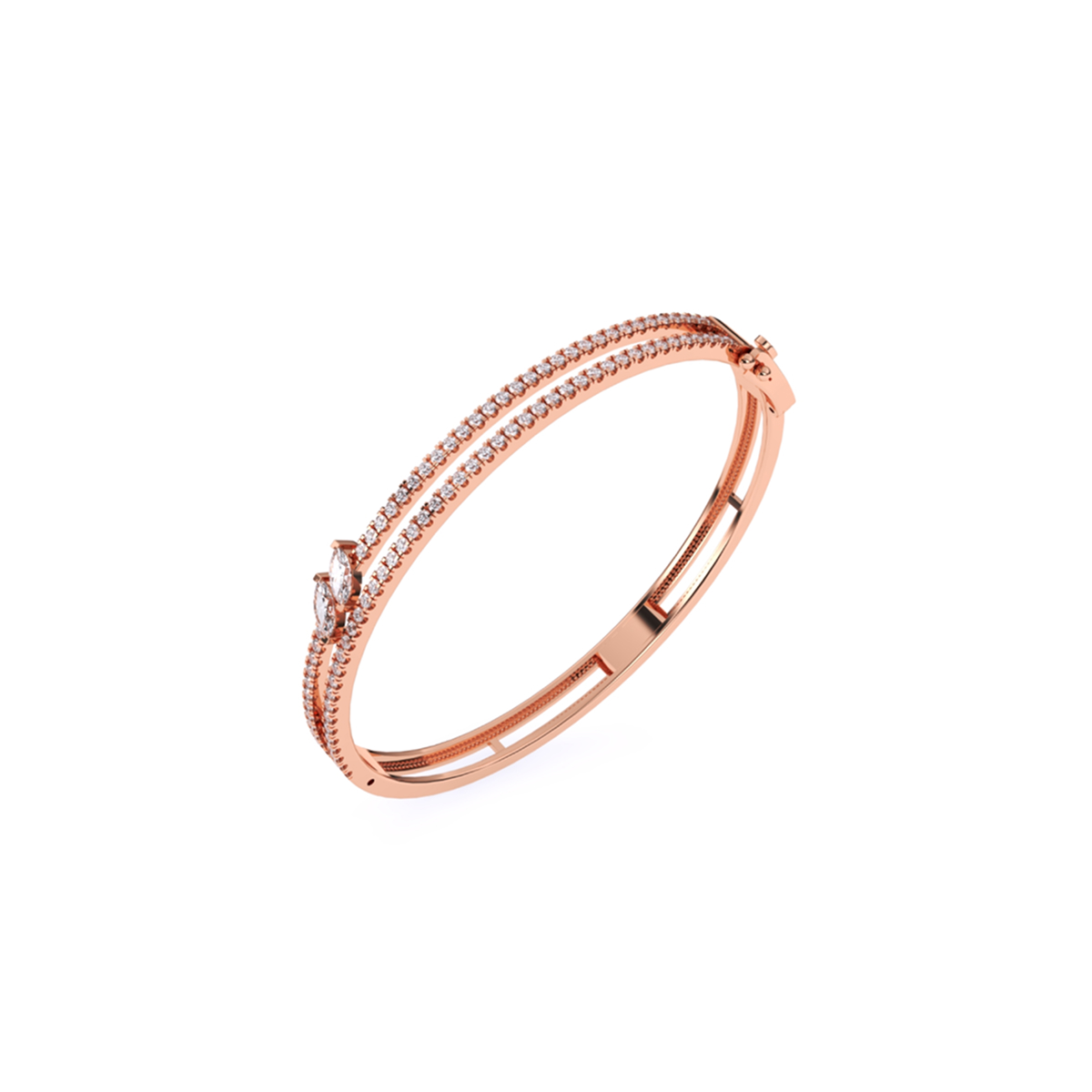 Stackable Two Row Round Diamond Bracelet